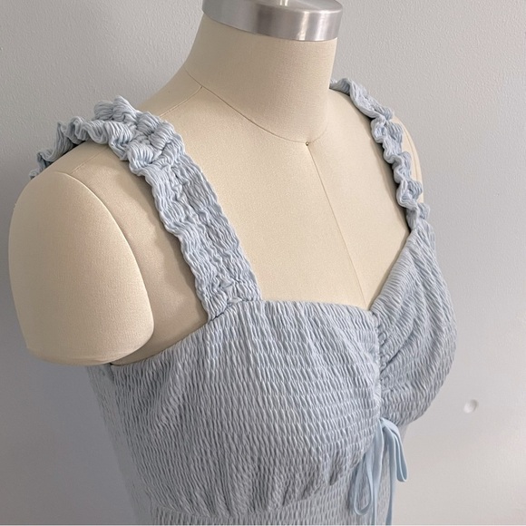 Lost + Wander Light Blue Ruched Bodysuit- Sample- Size Small- NWT - Picture 3 of 9